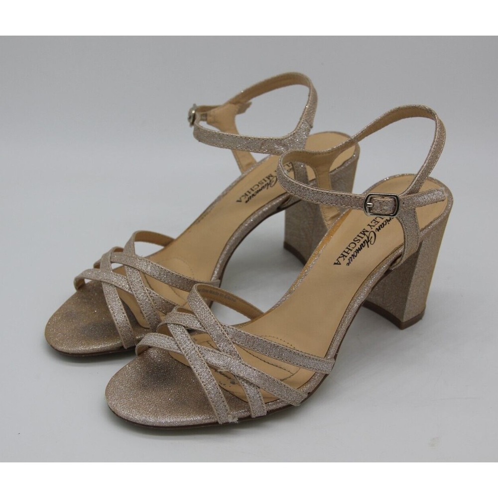 Badgley Mischka American Glamour Women's Rose Gold Strappy Sparkly Heels Size 7